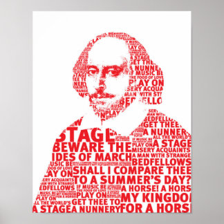 Poster Design de texte Red Shakespeare
