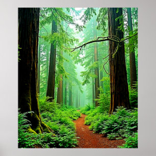 Poster Design de tranquillité de la forêt de Redwood