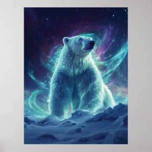 Poster Design d'ours polaires majestueux avec aurores bor