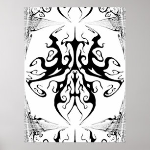 Poster Design élégant de tatouage tribal - noir et blanc