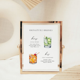 Poster Design élégant moderne Signature Boissons Cocktail