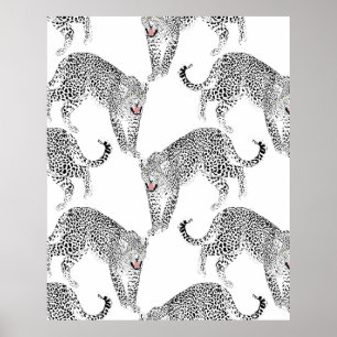 Poster Design élégant noir et rose léopard animal blanc