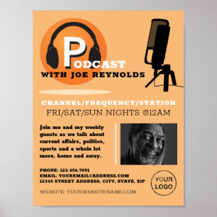 Poster Design élégant, Podcaster, Podcast Publicité