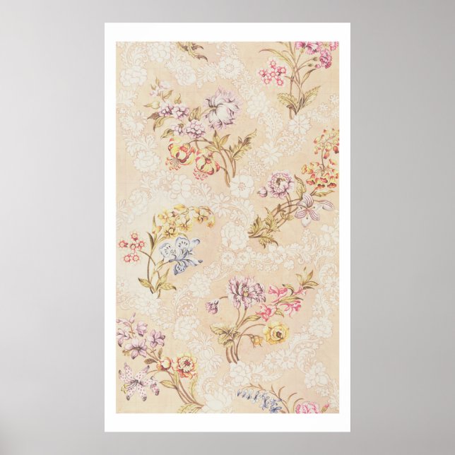 Poster Design floral avec pivoines, lys et roses pour S (Devant)