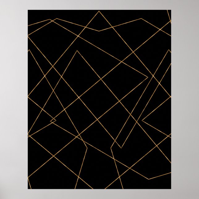 Poster Design géométrique moderne Gold & Black (Devant)