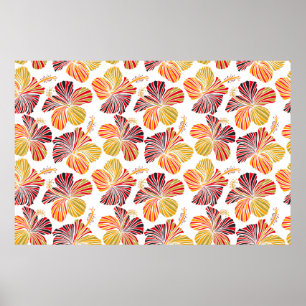 Poster Design hawaïen lumineux avec plantes tropicaux et 