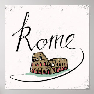 Poster Design Lettré à la main de Rome