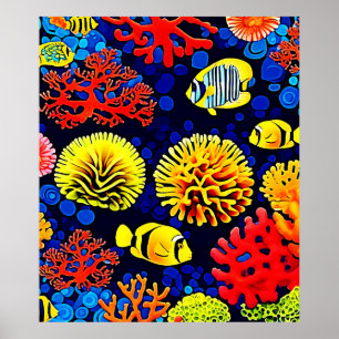 Poster Design lumineux de la vie sous-marine
