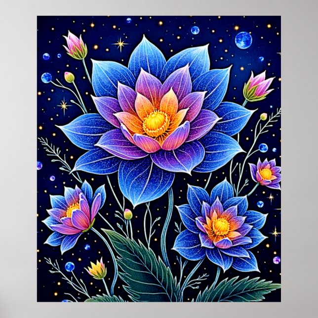 Poster Design merveilleux de rêves floraux cosmiques (Devant)