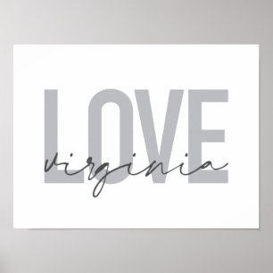 Poster Design moderne, simple, urbain, cool Love Virginia