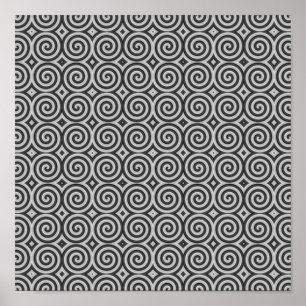 Poster Design noir et blanc. Motif de Spirals.