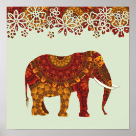 Poster Design orné d'éléphants indiens décorés