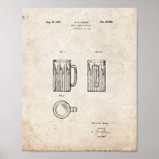 Poster Design Pour Un Brevet De Mug De Bière - Vieux Look