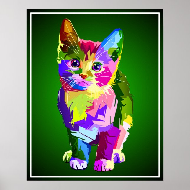 Poster Design prismatique Stylisé Kitten-32345 (Devant)