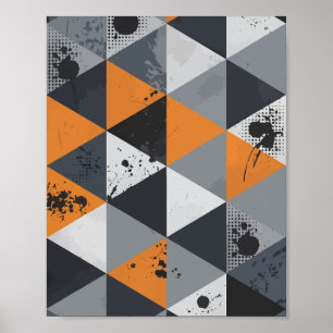 Poster Design triangulaire en orange, noir et gris