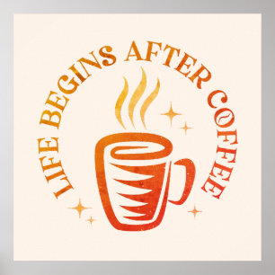 Poster Design typographique vintage avec tasse de café.