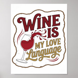 Poster Design Vin Rouge ÉLÉGANT EST MA LANGUE D'AMOUR