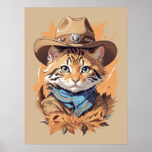 Poster Design vintage Cowboy Kitten