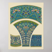 Designs orientaux bleus avec facettes souriantes