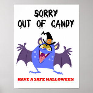 Poster Désolé pour Halloween Candy Blue Vampire Monster