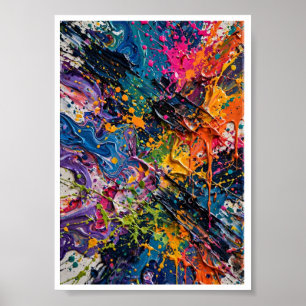 Poster Désordre de giclures de couleur Art abstrait