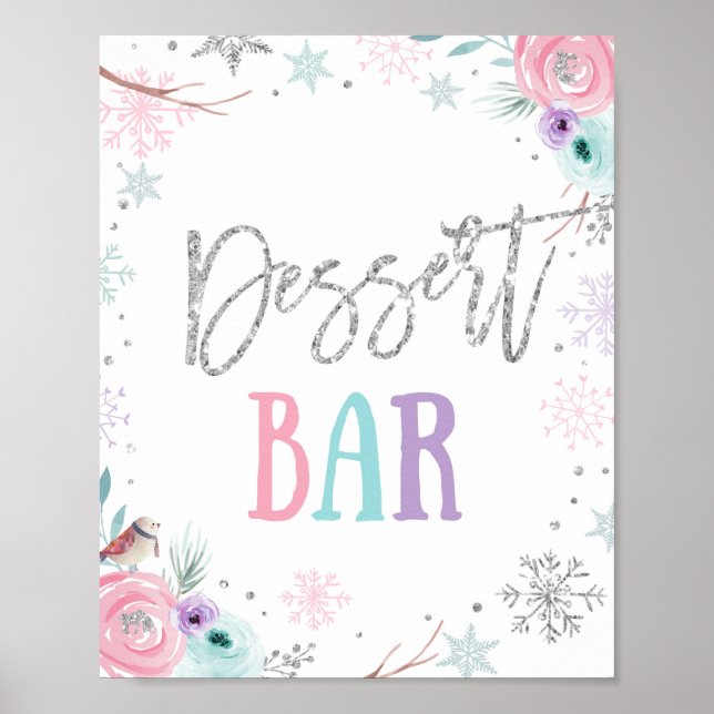 Poster Dessert Bar Food Winter Onederland Girl Anniversai (Devant)