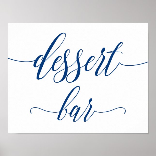 Poster Dessert Bar Mariage Connexion Navy Blue Calligraph (Devant)