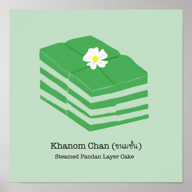 Poster Dessert Thaï/Snack Khanom Chan - Pastel Green (Devant)