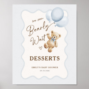 Poster Desserts pour Baby Shower Garçon Ourson