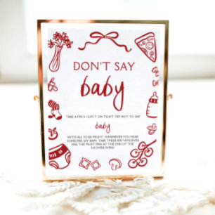 Poster Dessin à la main Italien Baby Dont dire Baby showe