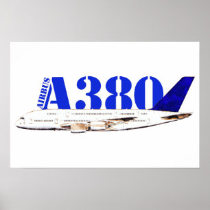 Poster Dessin à l'aquarelle de l'avion Airbus A380