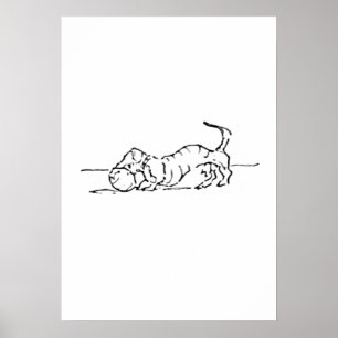 Poster Dessin Amusant de Chien Saucisse