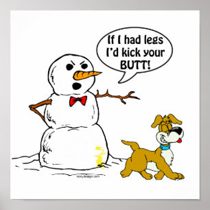 Poster Dessin amusant de Snowman et Dog