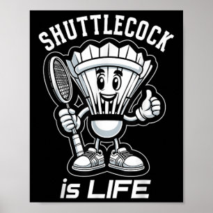Poster Dessin animé de badminton pour toujours Navette et