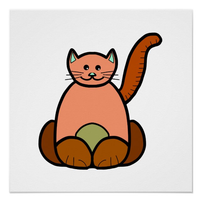 Poster dessin animé de chat Brown (Devant)