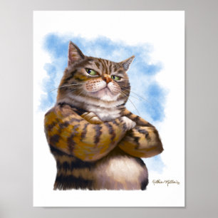 Poster Dessin animé de chat tigré coriace