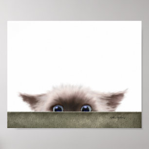 Poster Dessin animé de chaton siamois vous traquant