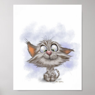 Poster Dessin animé de chaton tabby amusant