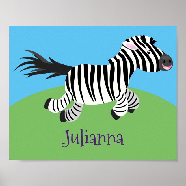 Poster dessin animé de Cute kawaii zebra (Devant)