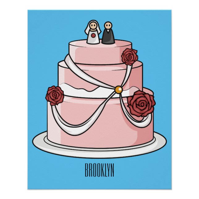 Poster dessin animé de gâteau mariage (Devant)