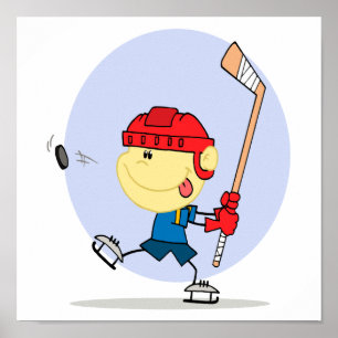 Poster dessin animé de hockey mignon