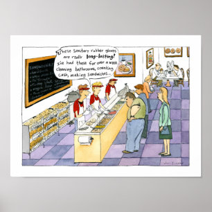 Poster Dessin animé de la boutique de bagels