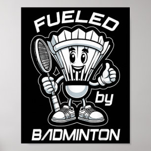 Poster Dessin animé de volant et de raquette de badminton