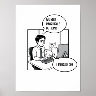 Poster Dessin animé d'entreprise humour de bureau Chat mi