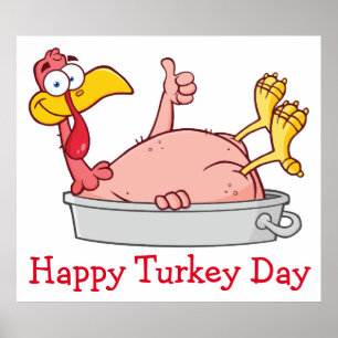 Poster dessin animé dinde souriante dans l'affiche de la 