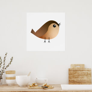 Poster Dessin animé d'oiseau moineau