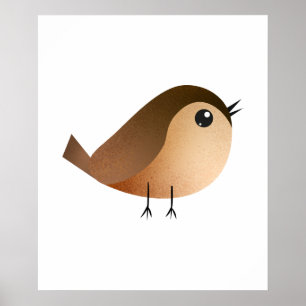 Poster Dessin Animé d'Oiseau Moineau