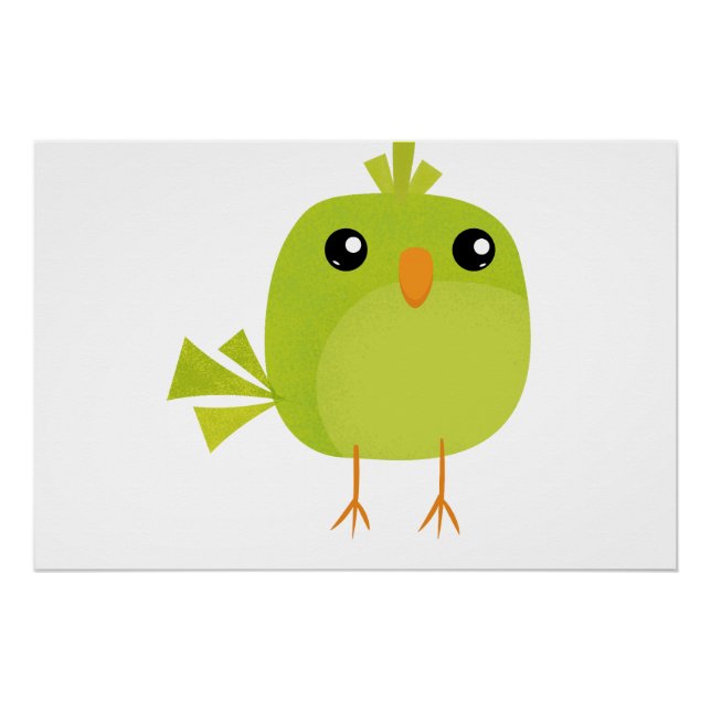 Poster Dessin animé d'oiseau vert   (Devant)