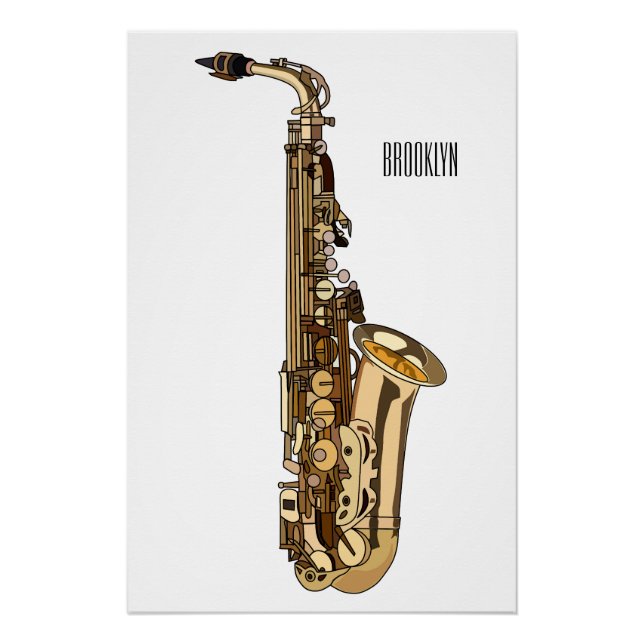 Poster dessin animé saxophone (Devant)