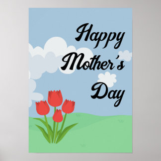 Poster Dessin animé sur les fleurs colorées de la fête de